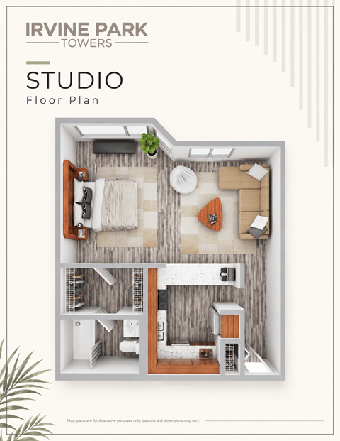 Floor plan for studio, 560 sqft